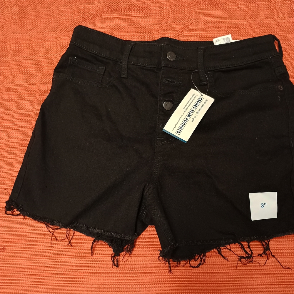 Levi's Black Jean Shorts with Frayed Hem